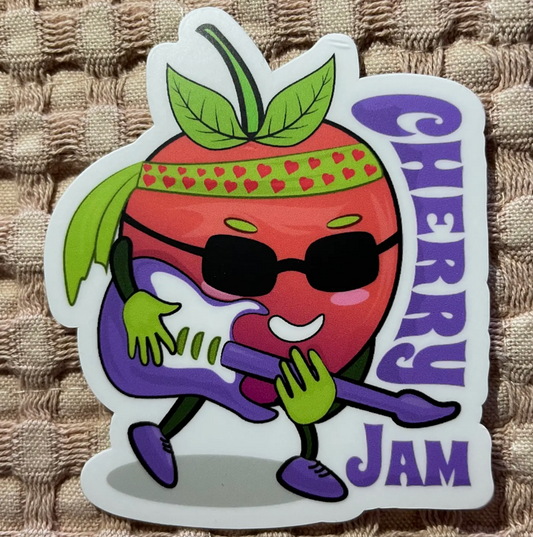 Cherry Jam Rockin' Vinyl Sticker, 2.5" x 3"