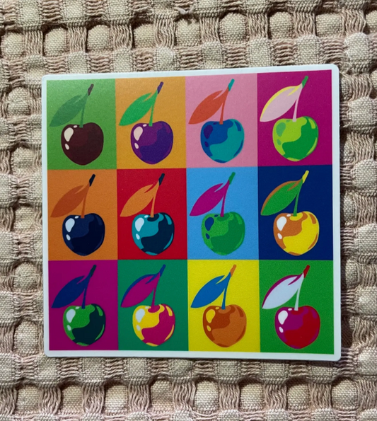 Cherry Pop Art Vinyl Sticker, 2.92" x 3"