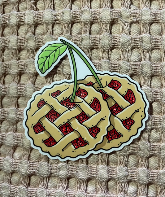 Fresh Off the Tree Cherry Pie  Vinyl Sticker, 3" x 3"