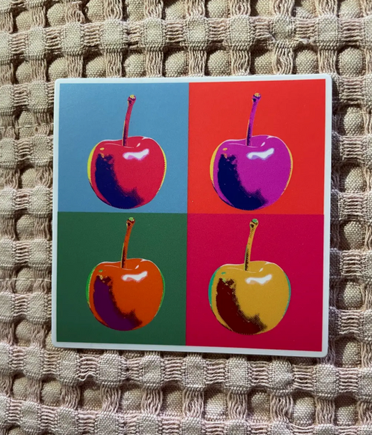 Pop Art Cherry Vinyl Sticker, 3" x 3"