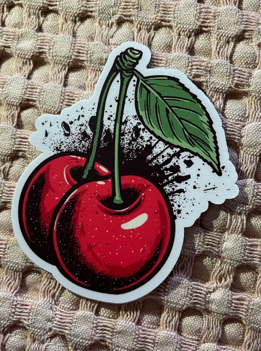 Street Art Die-Cut Cherry Vinyl Sticker, 2.5" x 3"