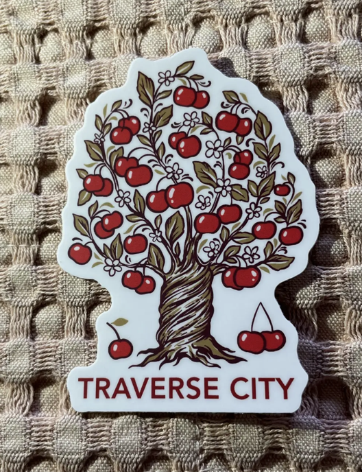 The Traverse City Tree of Life Cherry Vinyl Sticker