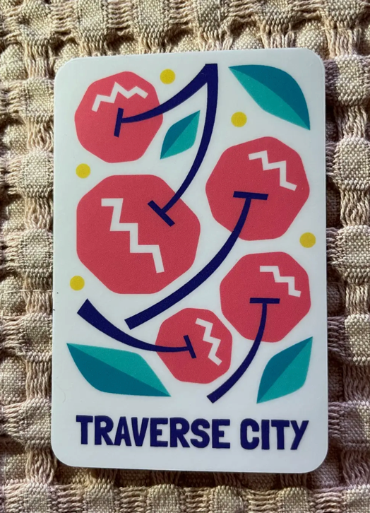 Traverse City Cherry Sticker 2" x 3"