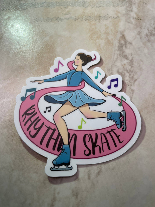Rhythm Skate  Figure Skating Sticker, 2.8" x 3"
