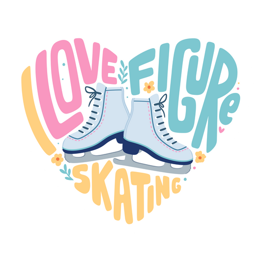 I Love Figure Skating  Figure Skating Sticker, 3" x 3"