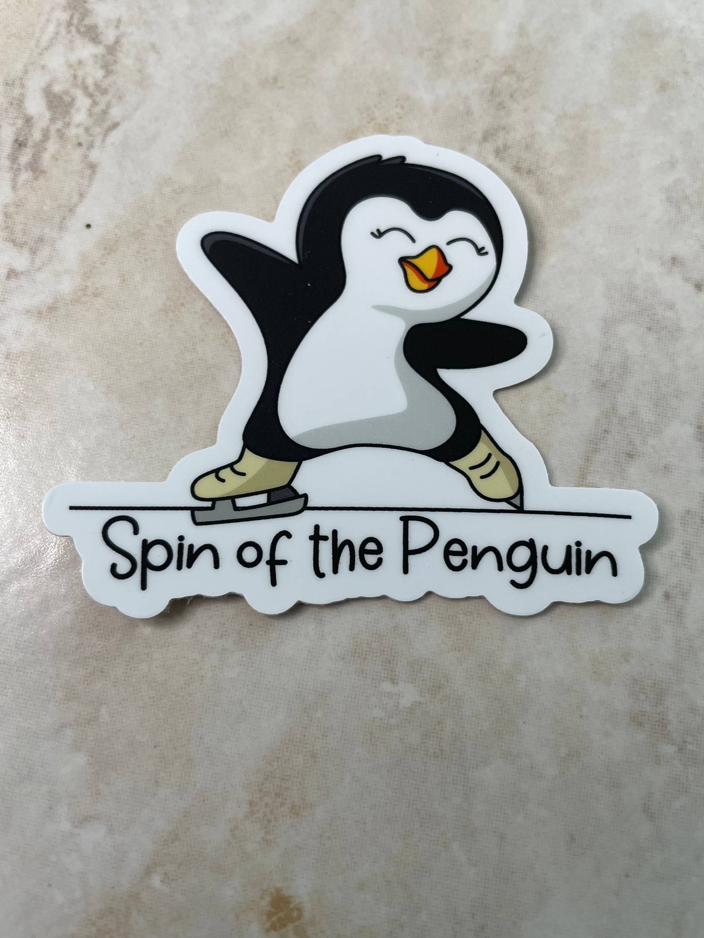 Spin of The Penguin Figure Skating Sticker, 3" x 2.7"