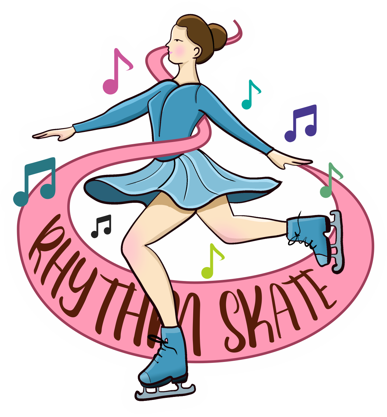 Rhythm Skate  Figure Skating Sticker, 2.8" x 3"