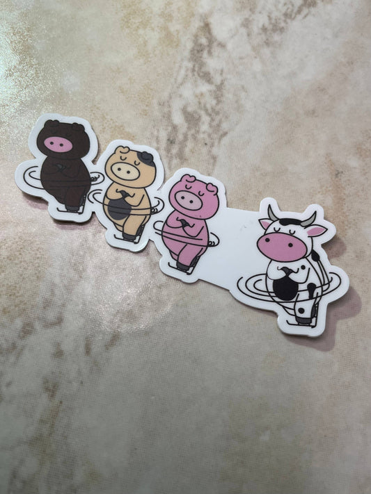 Triple "Sow/Cow" Figure Skating Parody Sticker, 3"
