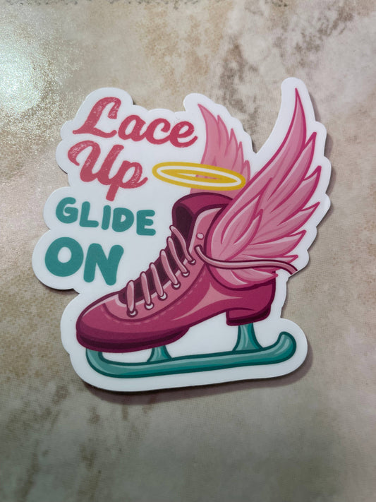 Lace Up, Glide On Figure Skating Sticker, 2.5" x 3"