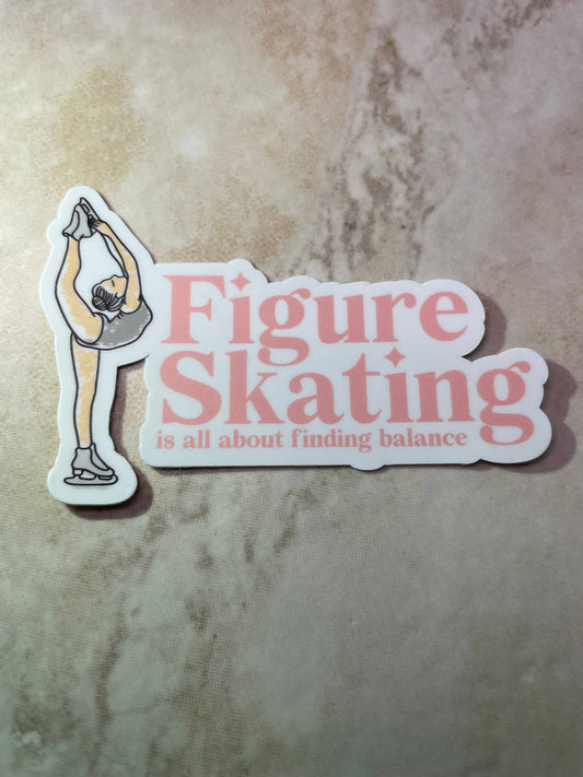 Figure Skating Is All About Balance Sticker, 3" x 2"