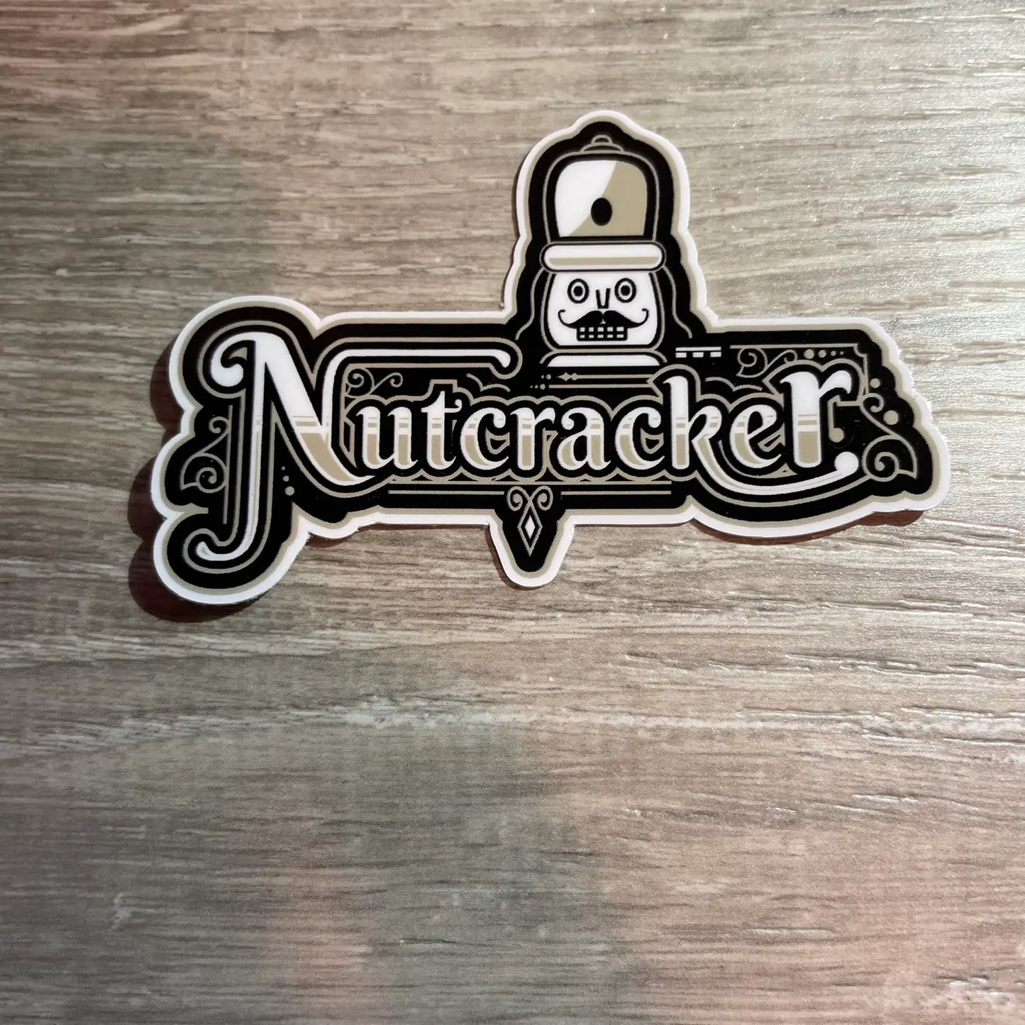 Nutcracker w/ Soldier Black/ Gold Vinyl Sticker, 3" x 2"