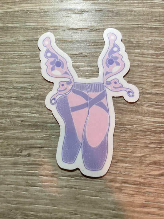 Pointe Shoe With Wings Valentine Sticker, 2.2" x 3"