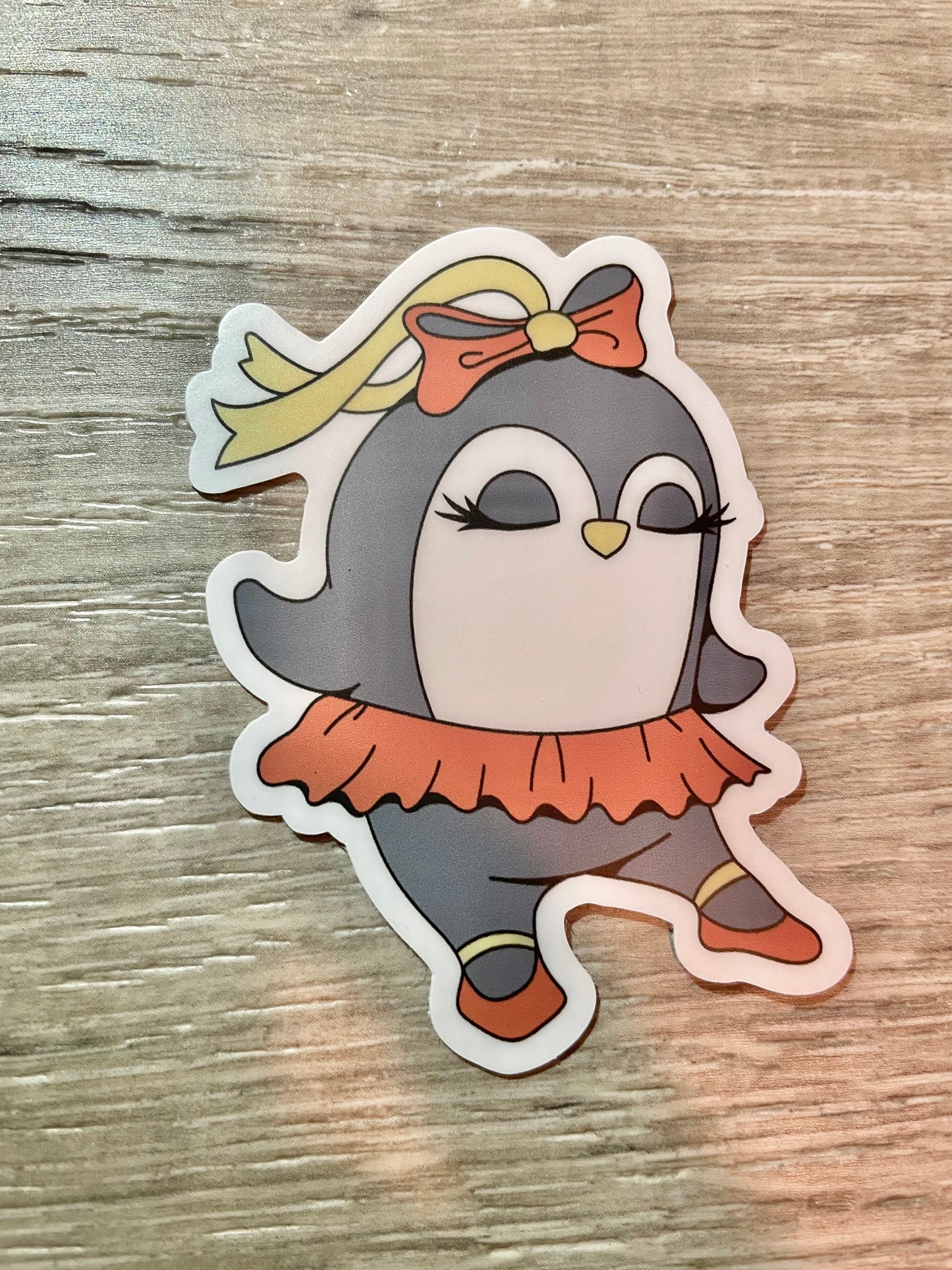 Penguin in Tutu Dance Sticker, 2.1" x 3"