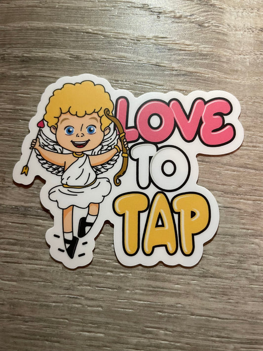 Love to Tap Cupid Dancer Valentine Vinyl Sticker, 3" x 2.6"