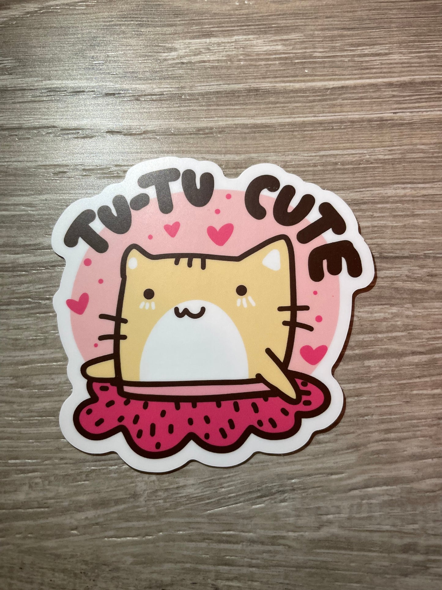 Tutu Cute Dancer Valentine Vinyl Sticker, 3" x 2.9"