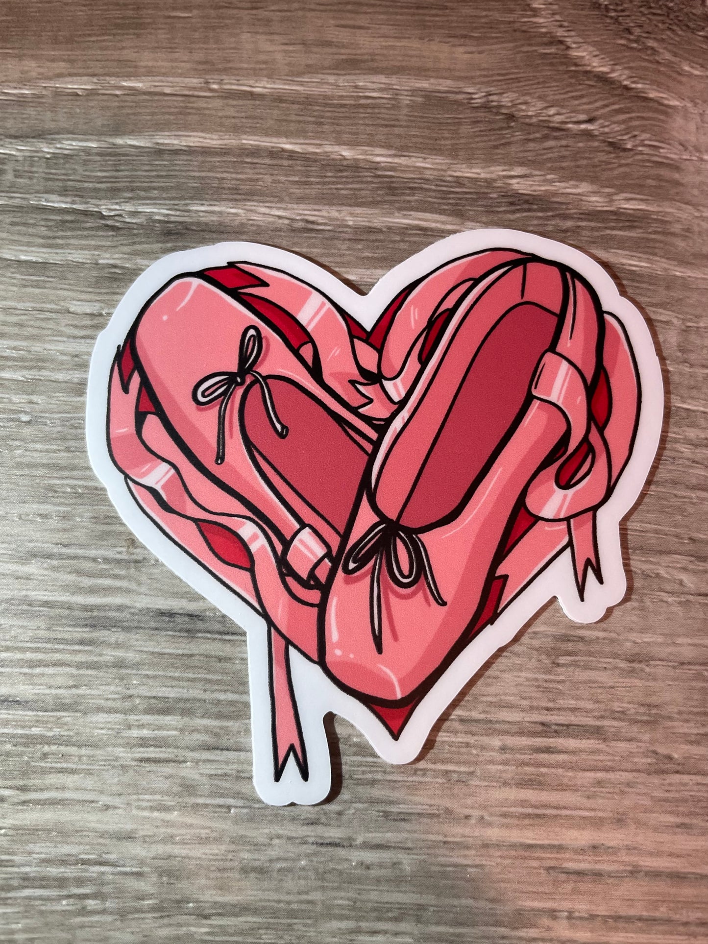 Dance Valentine Pointe Shoe Love Sticker, 3" x 2.9"
