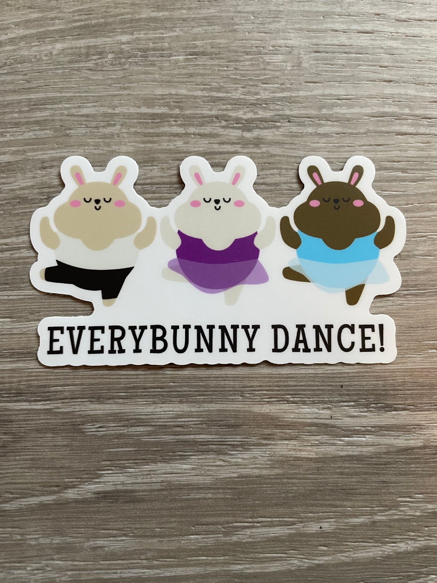 Everybunny Dance Vinyl Sticker, 4" x 2.2"