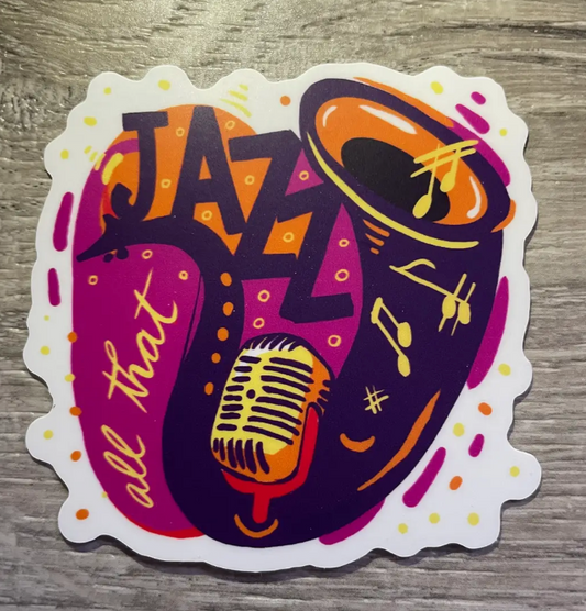 All That Jazz Music Sticker, 3" x 3"