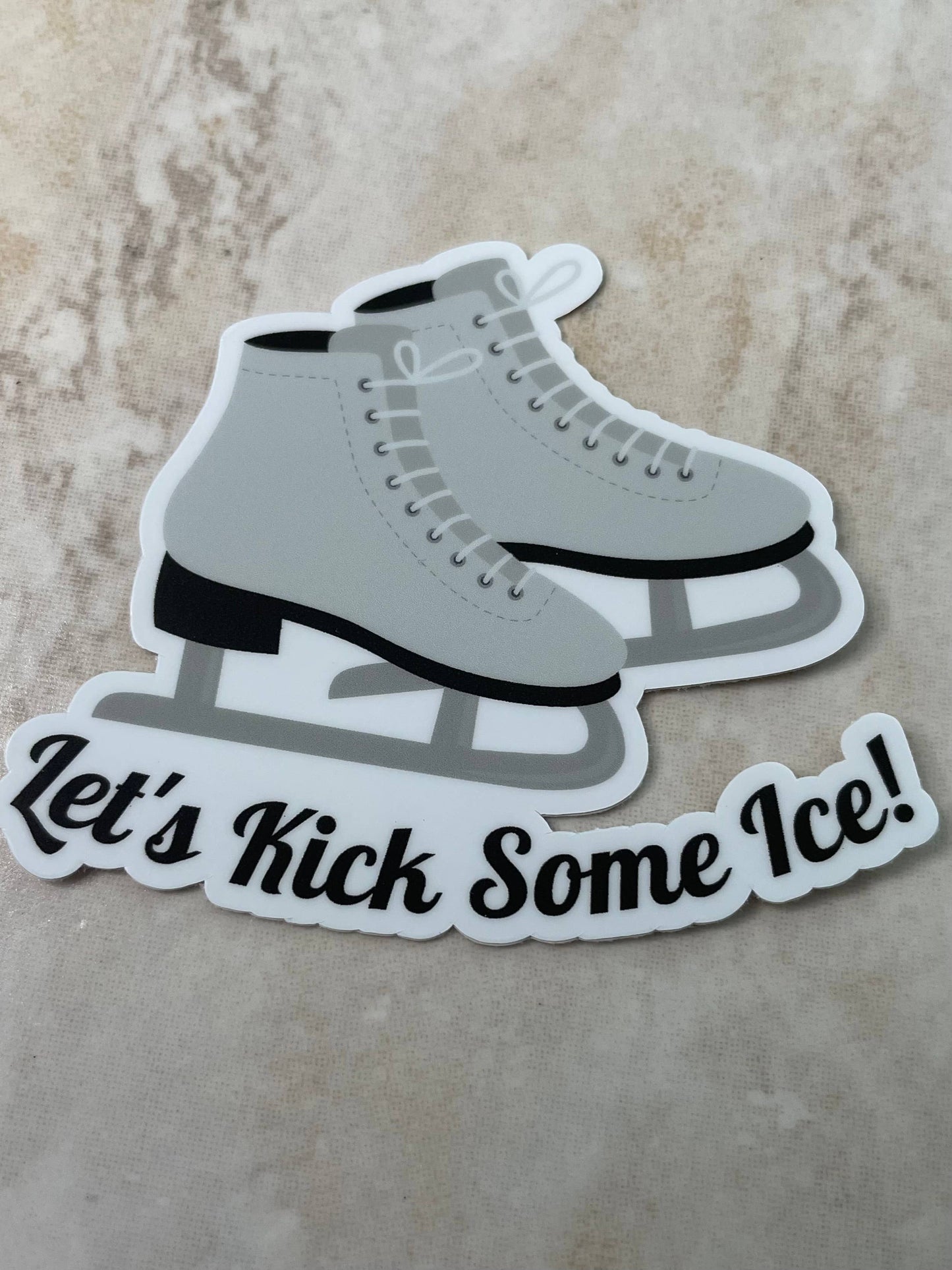 Let's Kick Some Ice Figure Skating Sticker, 3" x 2.5"