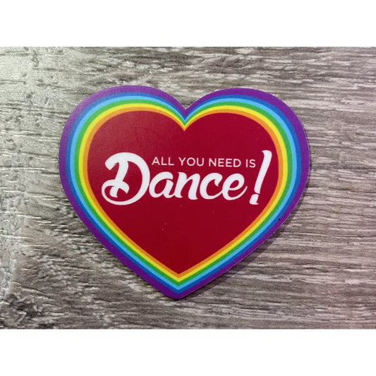 All You Need is Dance Rainbow Heart Mini Sticker, 2" x 1.7"