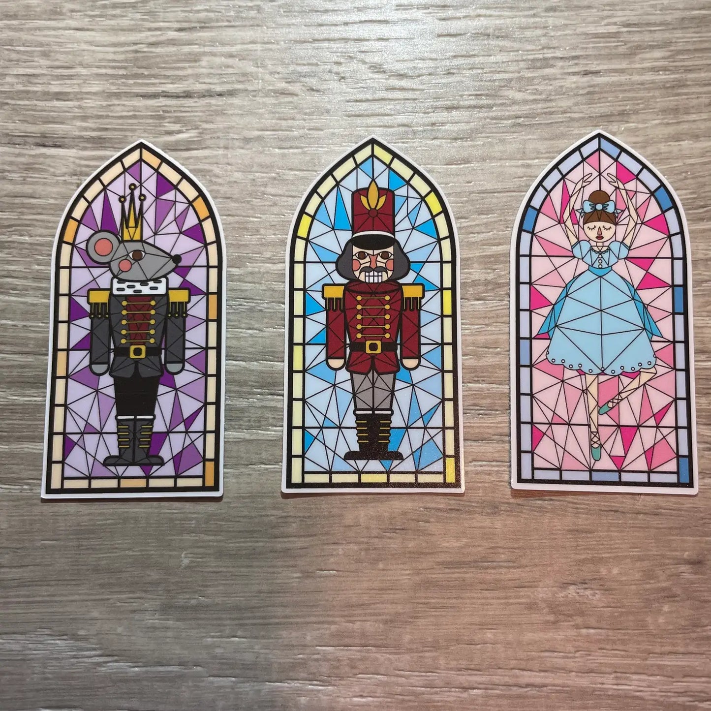 Nutcracker, Clara, Rat, Stained Glass Sticker, 1.5" x 3"
