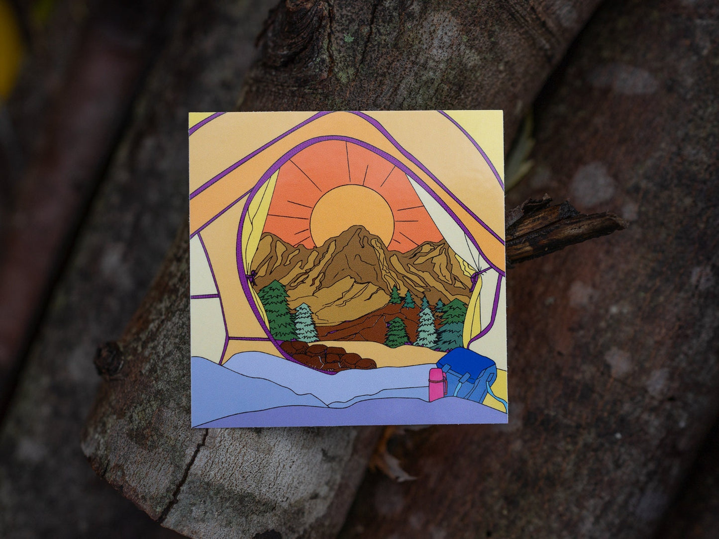 Morning VIew From the Tent Vinyl Sticker, Vinyl Decal, Laptop Sticker, Camping Sticker, Gifts For Campers, RV Life