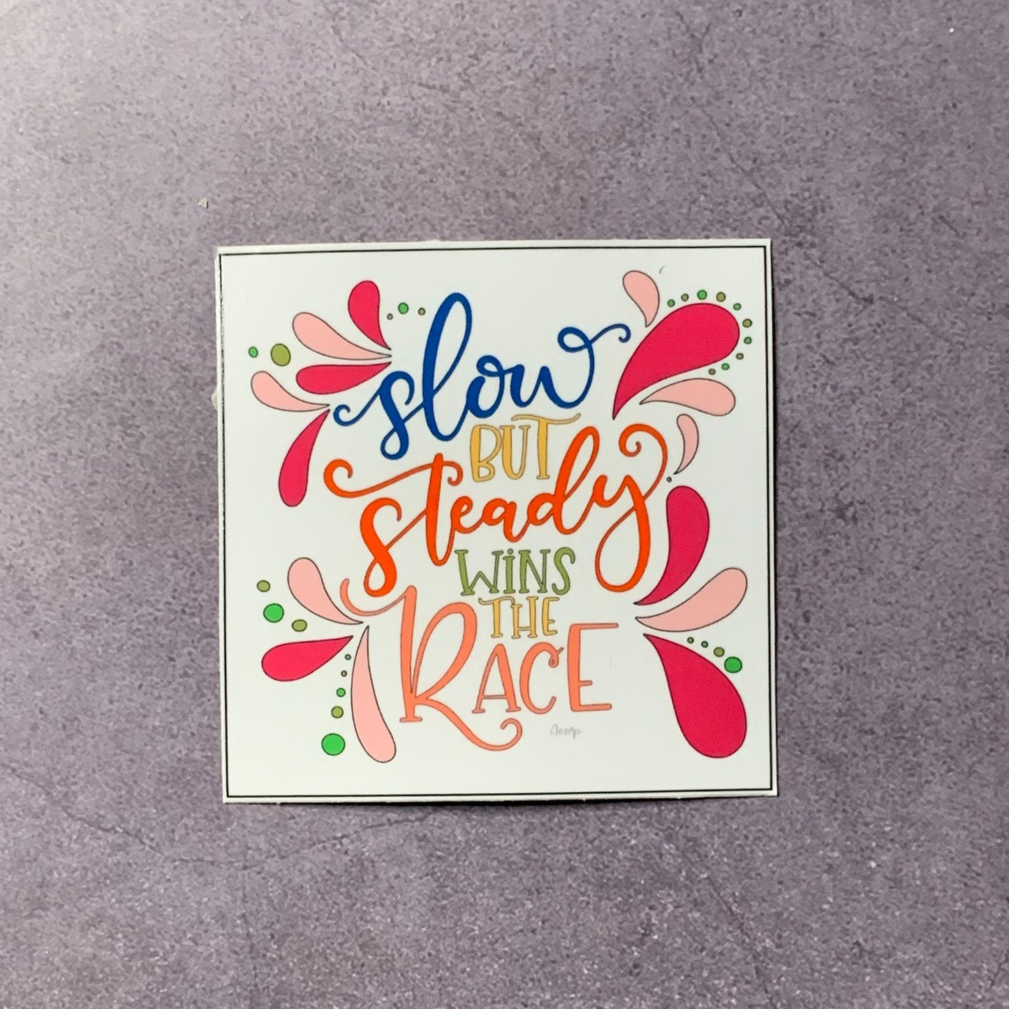 Slow But Steady Wins The Race Square Vinyl Sticker