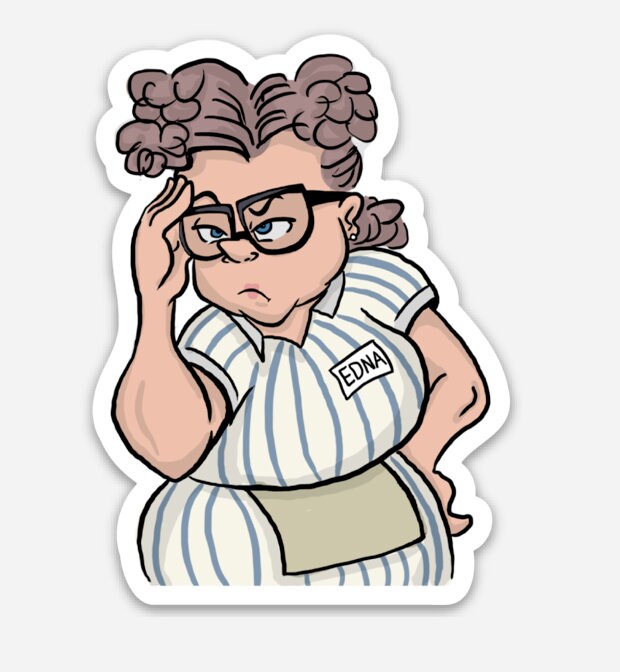 Exasperated Edna Vinyl Sticker, Vinyl Decal, Sarcastic Cook, Gifts for Her, Laptop Stickers