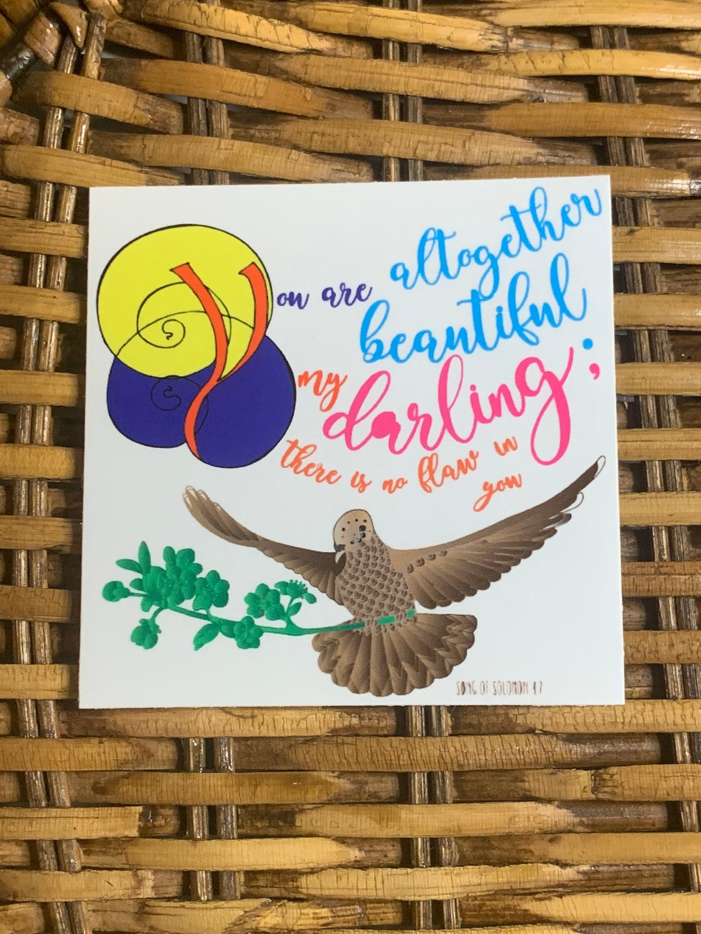 You Are Altogether Beautiful My Darling, There Is No Flaw In You Vinyl Sticker, Vinyl Decal, Laptop Sticker, Recovery Sticker, Encouragement