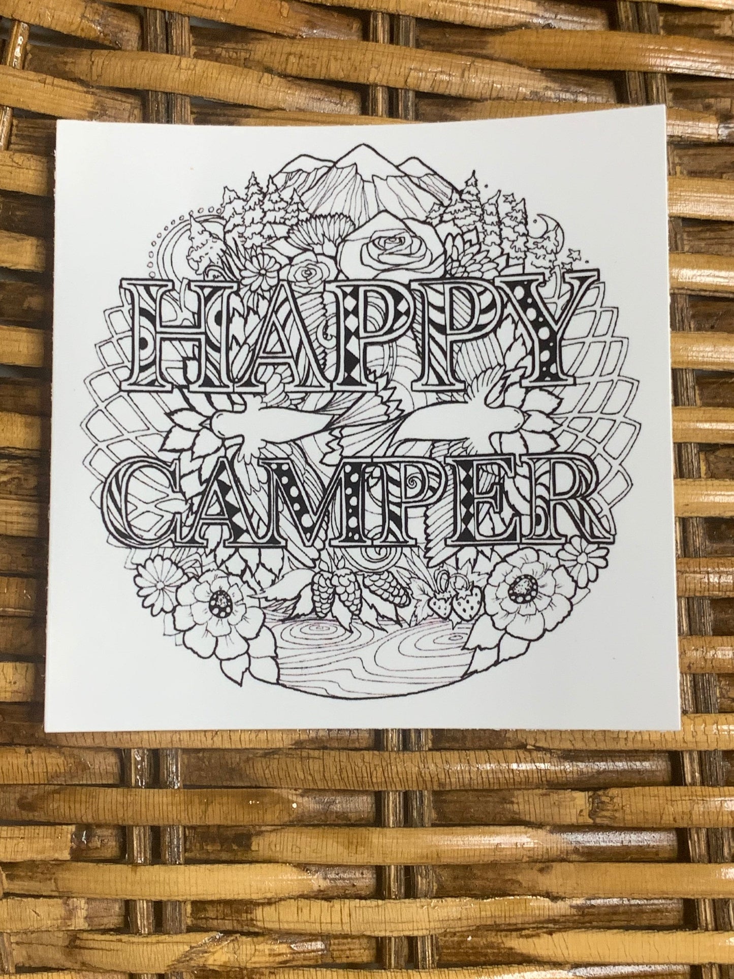 Happy Camper Black / White Vinyl Sticker