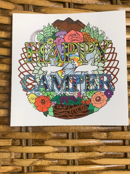 Happy Camper Color Vinyl Sticker