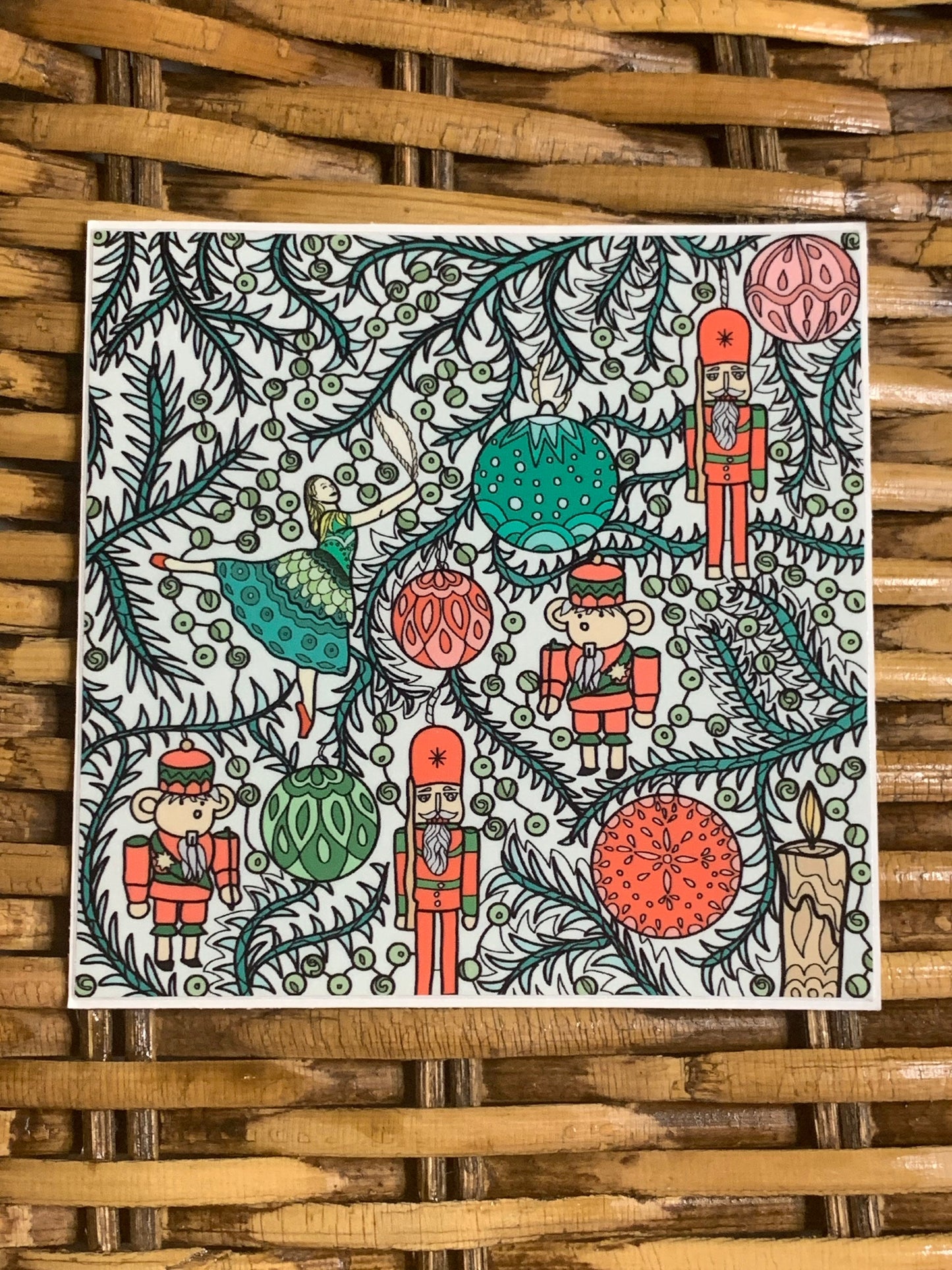 Nutcracker Christmas Greens Vinyl Sticker