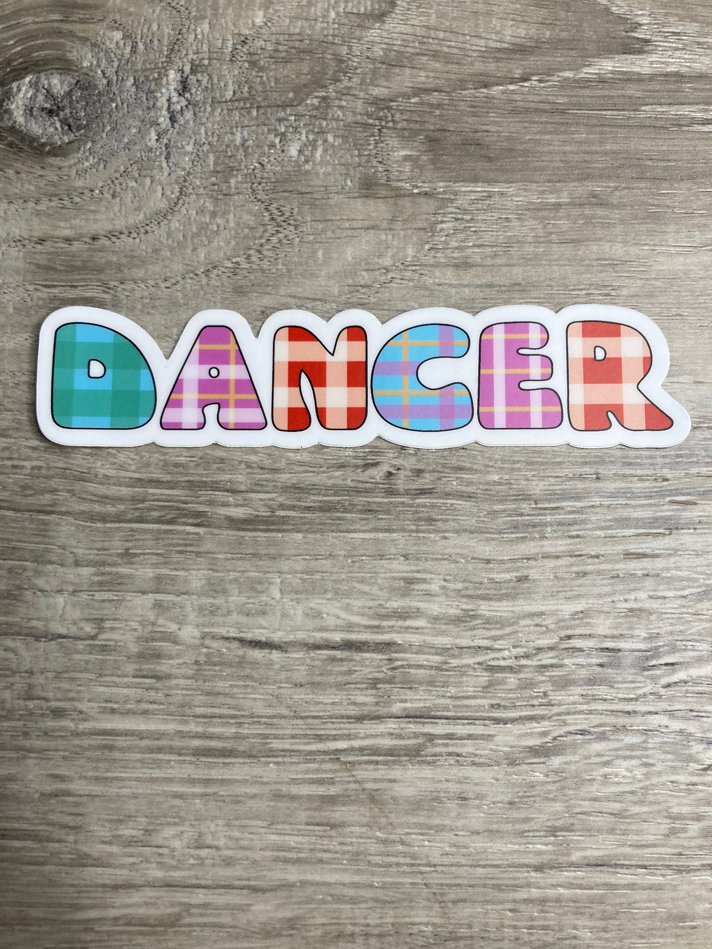 DANCER Plaid Vinyl Sticker, Vinyl Decal, Laptop Sticker, Dance Sticker, Gifts For Dancers,