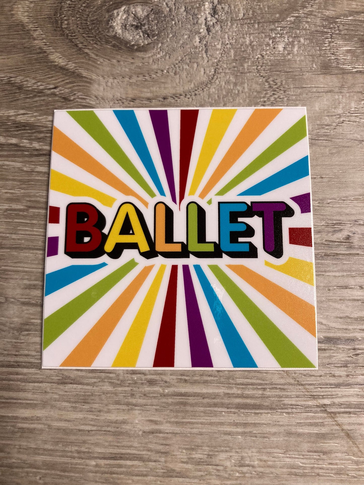 Square Ballet Bright Rainbow Vinyl Sticker, Vinyl Decal, Laptop Sticker, Dance Sticker, Gifts For Dancers,