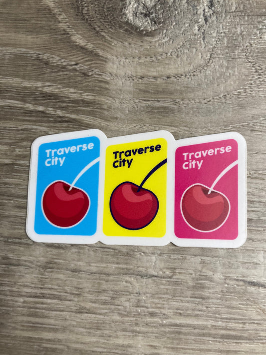 Pop Culture Traverse City Cherries Vinyl Sticker