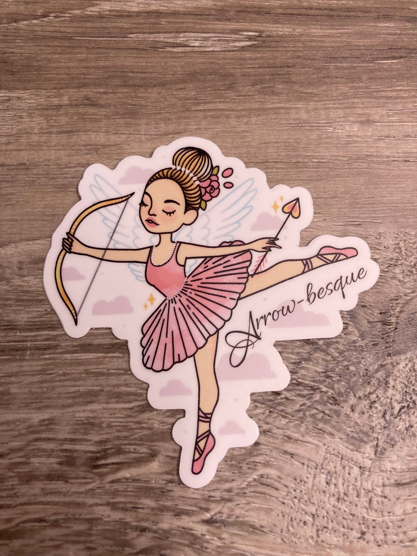 Arrow-besque Dance Cupid Vinyl Sticker, Dance Sticker, Ballet Stickers, Gifts for Dancers