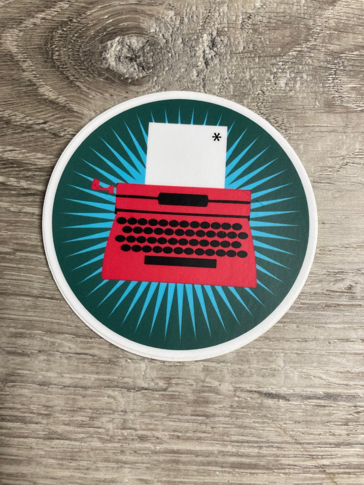 Typewriter Circle Vinyl Sticker, Writer Sticker, Gift for Writers, Retro Typewriter