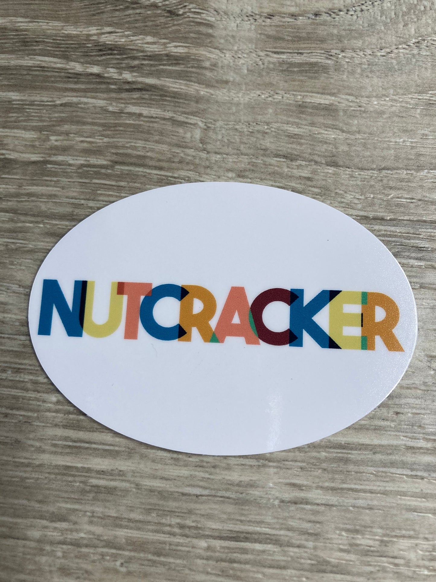 Nutcracker Typography Oval Vinyl Sticker, Vinyl Decal, Laptop Sticker, Dance Sticker, Gifts For Dancers, Ballet Gifts