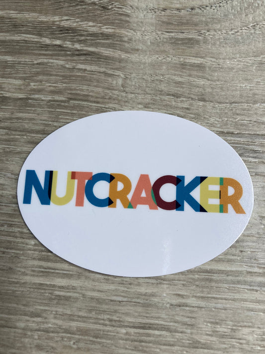 Nutcracker Typography Oval Vinyl Sticker, Vinyl Decal, Laptop Sticker, Dance Sticker, Gifts For Dancers, Ballet Gifts
