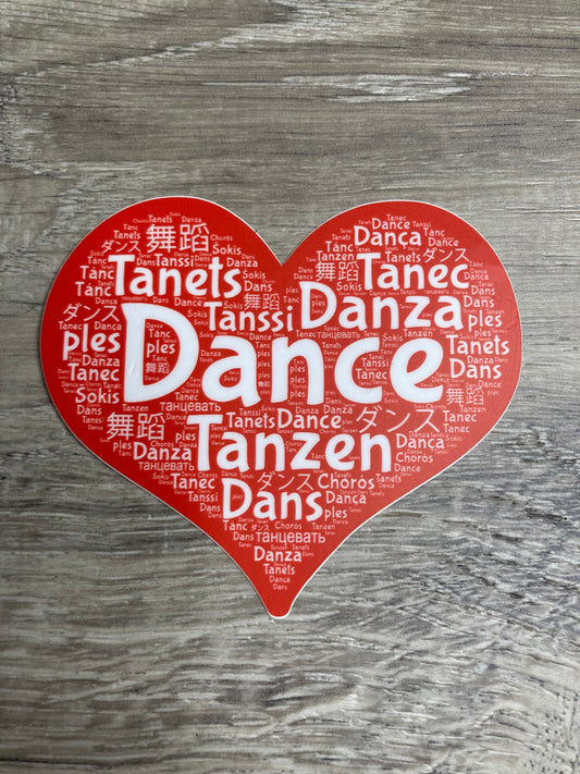 Dance Languages Heart Vinyl Sticker Vinyl Decal, Laptop Sticker, Dance Sticker, Gifts For Dancers, Ballet Gifts