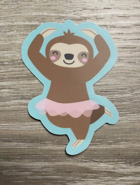 Sloth in Tutu Dance Sticker, Vinyl Decal, Laptop Sticker, Dance Sticker, Gifts For Dancers, Ballet Gifts